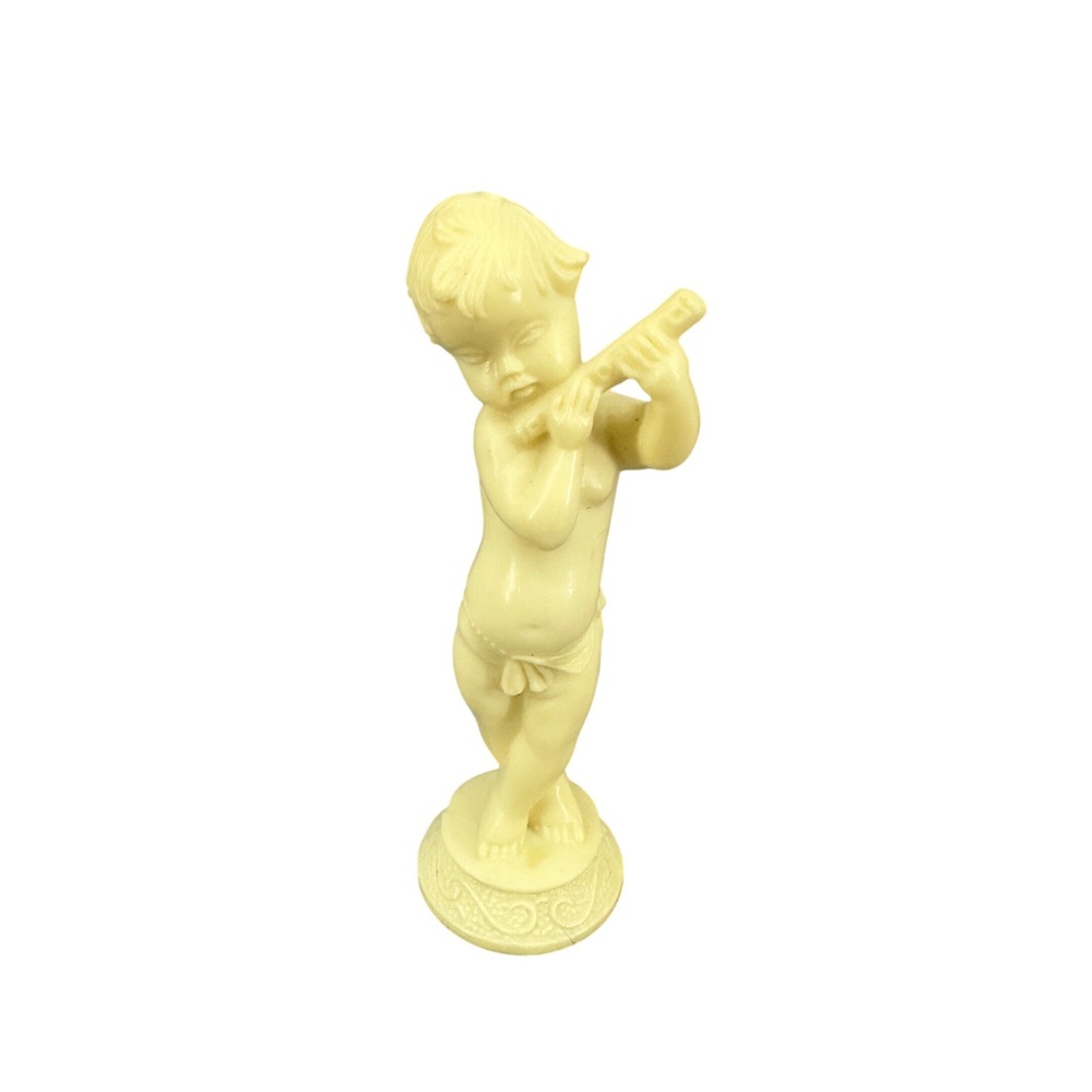 Vintage Wilton Cherub Angel Cake Topper Playing Flute Figurine Cream Plastic
